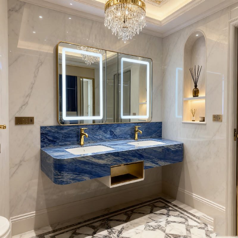 product modern natural stone azul macaubas low marble sink for hotel  villa washroom bathroom water resistant eco friendly customizable-6