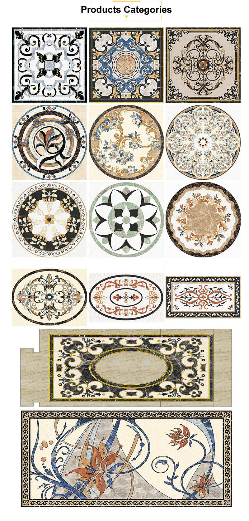 Modern Hotel Waterjet Machine Cut Polished Good Design Floor Tile Water Jet Pattern Cut-to-Size Products CN;FUJ Natural Dolomite supplier