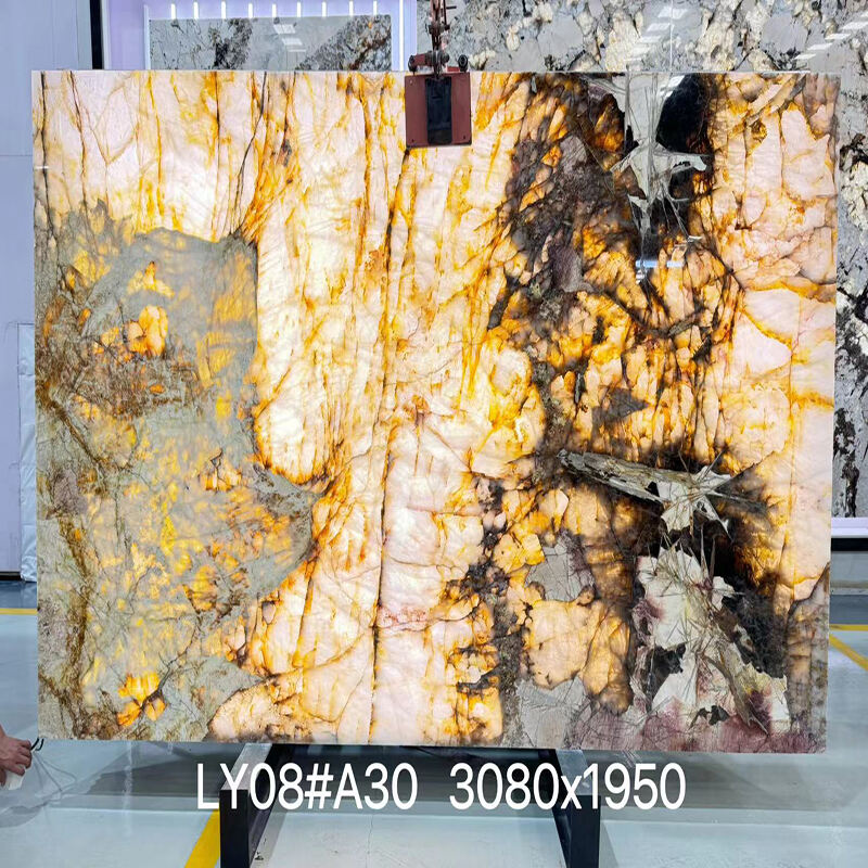 product paiastone exotic white patagonia quartzite led backlight light translucent interior wall  floor design tops marble slab974-8