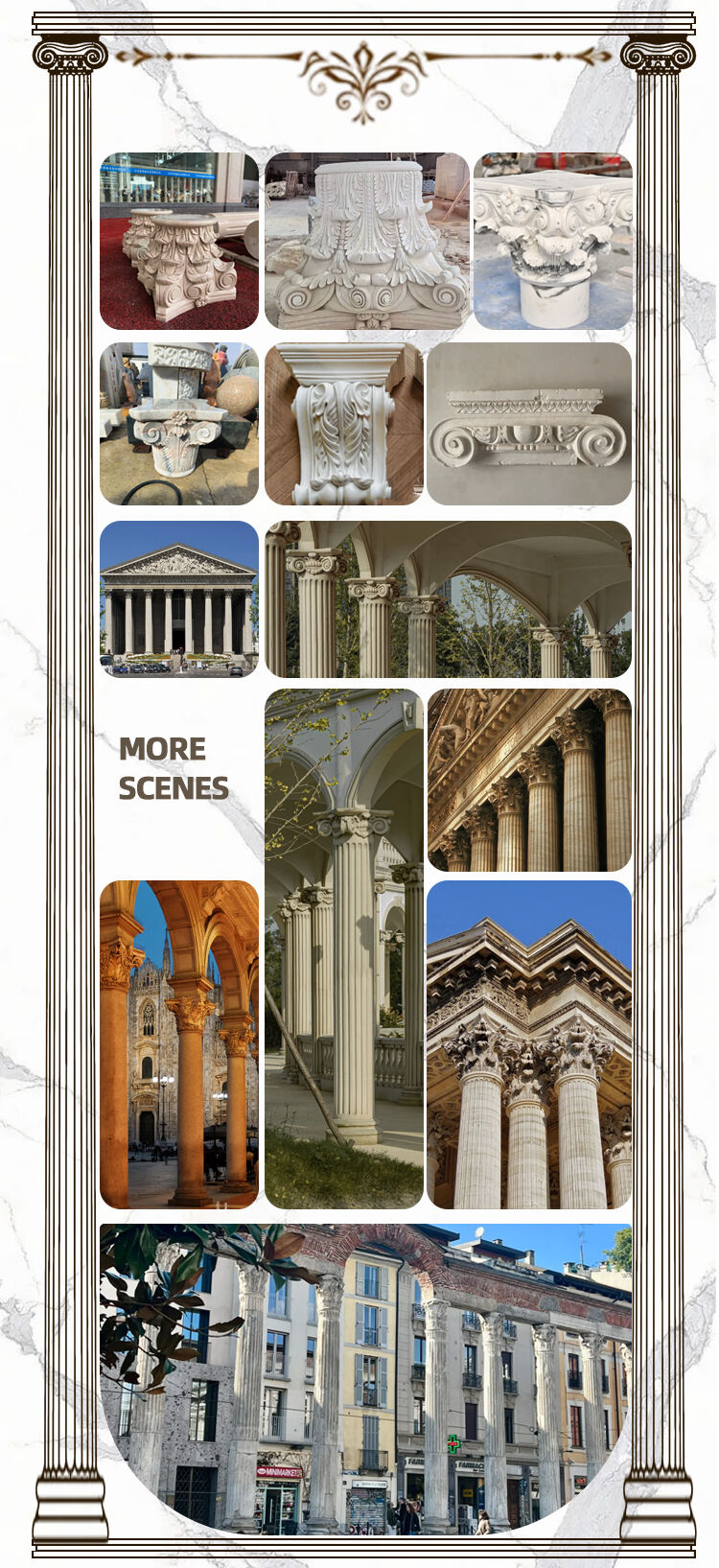 Customizable Elegant Granite Garden Pillars Galaxy Granite White Columns for Park Temple Church Design Decorative White Granite manufacture