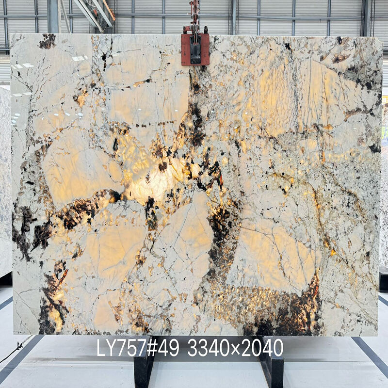 product paiastone exotic white patagonia quartzite led backlight light translucent interior wall  floor design tops marble slab974-5