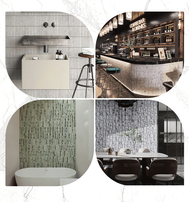 Factory Wholesale High-quality Natural Travertine Stone Mosaic Tile Concave-convex Marble Mosaic Lines for Indoor Walls Design factory