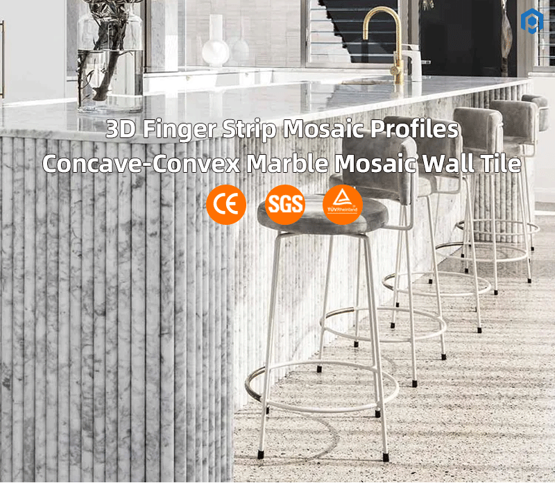Factory Wholesale High-quality Natural Travertine Stone Mosaic Tile Concave-convex Marble Mosaic Lines for Indoor Walls Design factory