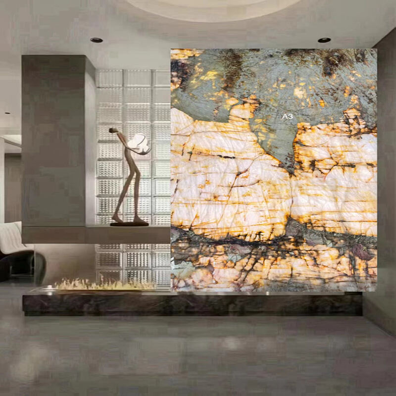 product paiastone exotic white patagonia quartzite led backlight light translucent interior wall  floor design tops marble slab974-10