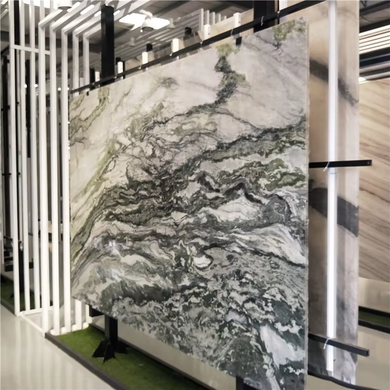 Light Green Polished Courtyard Tiles Slab Wall Background Design Marble with Graphic Design and 1 Year Warranty details