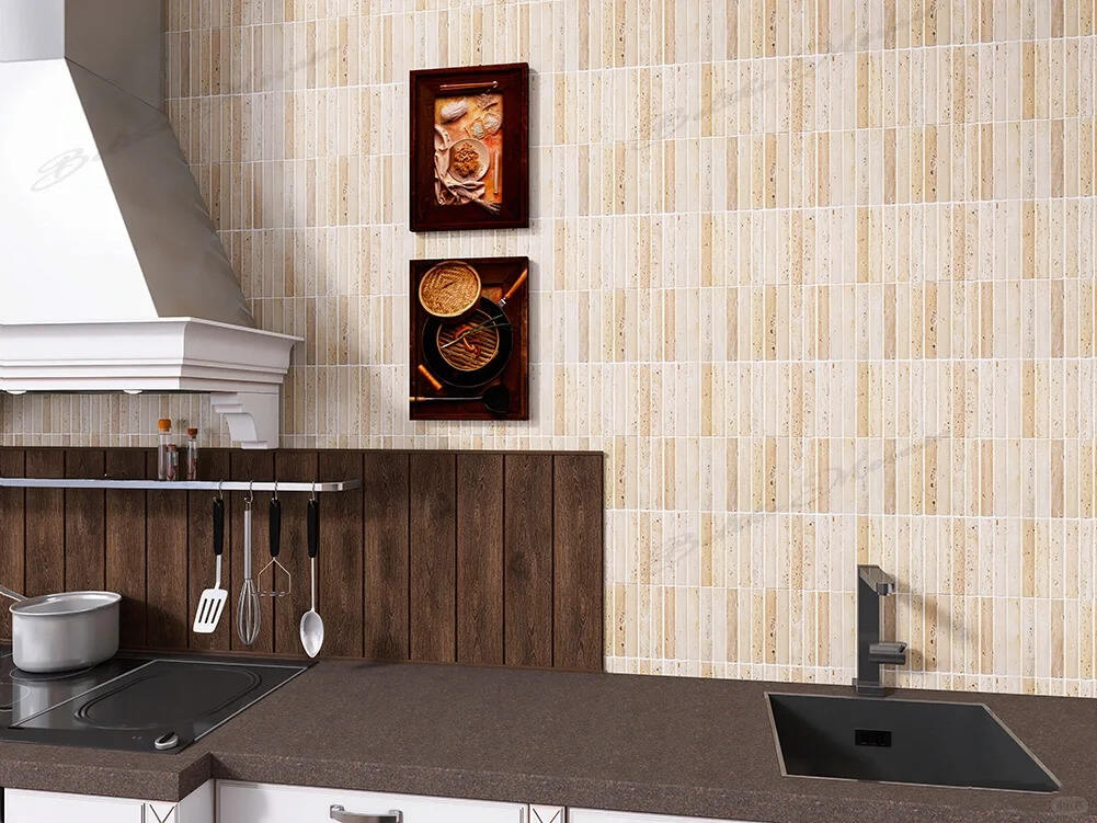 Factory Wholesale High-quality Natural Travertine Stone Mosaic Tile Concave-convex Marble Mosaic Lines for Indoor Walls Design manufacture