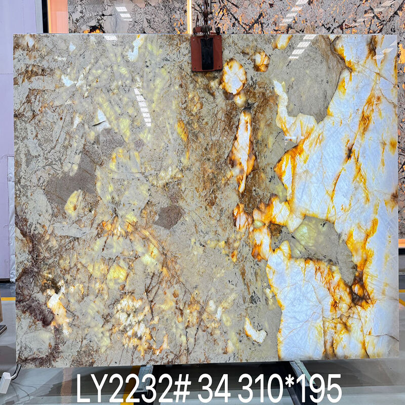 product paiastone exotic white patagonia quartzite led backlight light translucent interior wall  floor design tops marble slab974-4