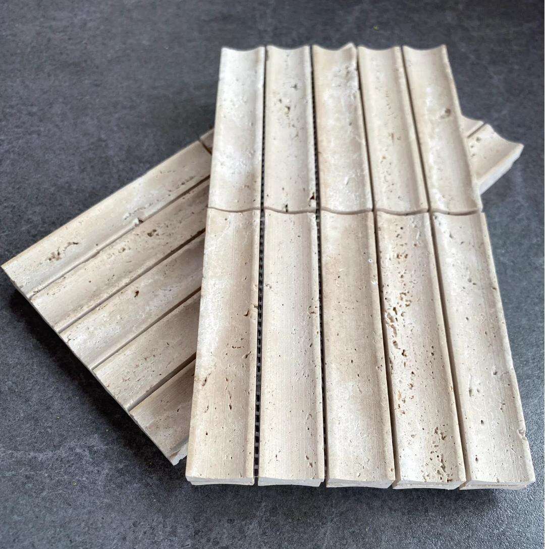 Factory Wholesale High-quality Natural Travertine Stone Mosaic Tile Concave-convex Marble Mosaic Lines for Indoor Walls Design factory