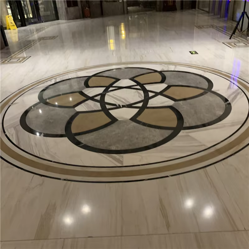 Modern Hotel Waterjet Machine Cut Polished Good Design Floor Tile Water Jet Pattern Cut-to-Size Products CN;FUJ Natural Dolomite factory