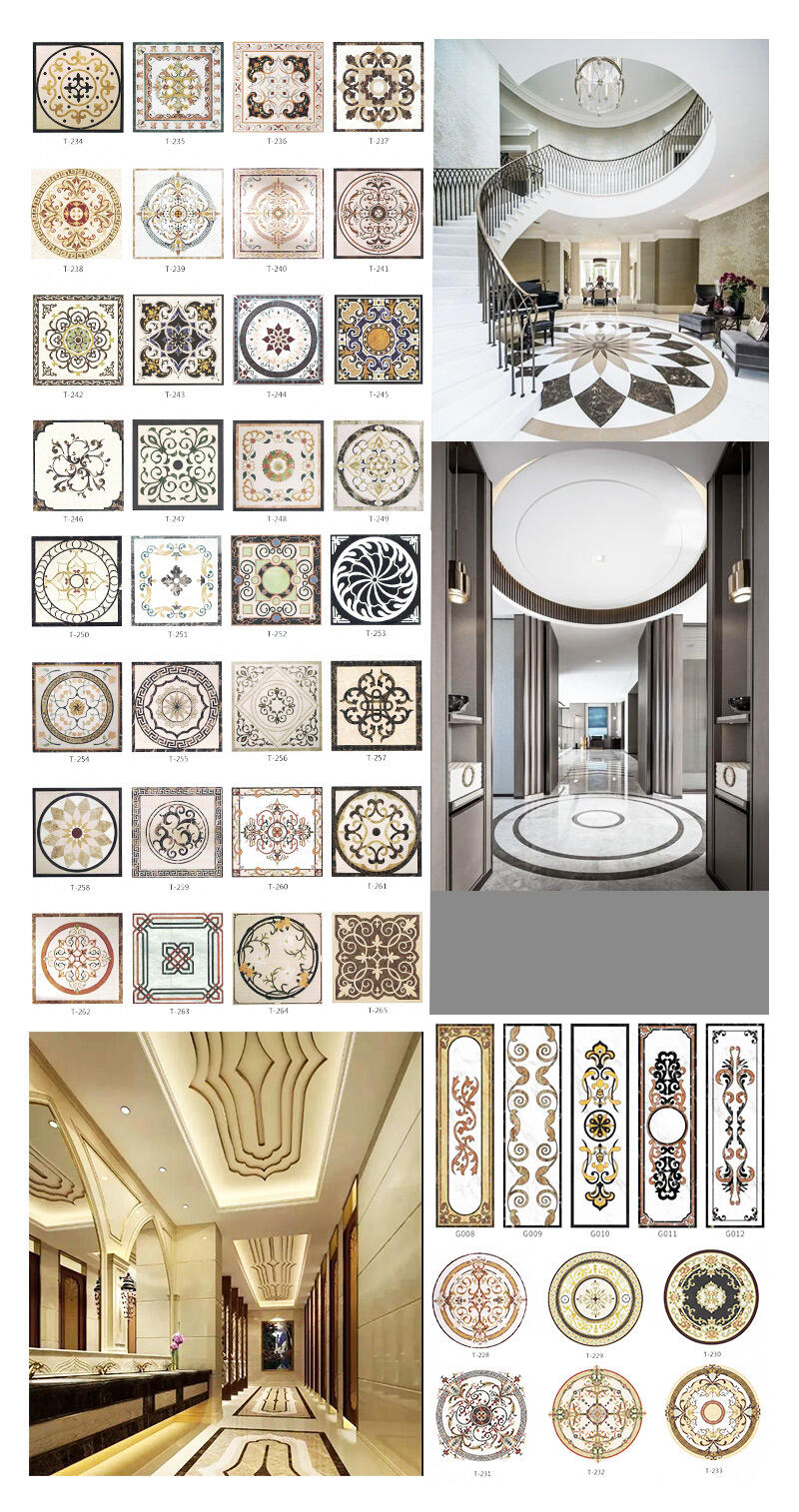 Modern Hotel Waterjet Machine Cut Polished Good Design Floor Tile Water Jet Pattern Cut-to-Size Products CN;FUJ Natural Dolomite details