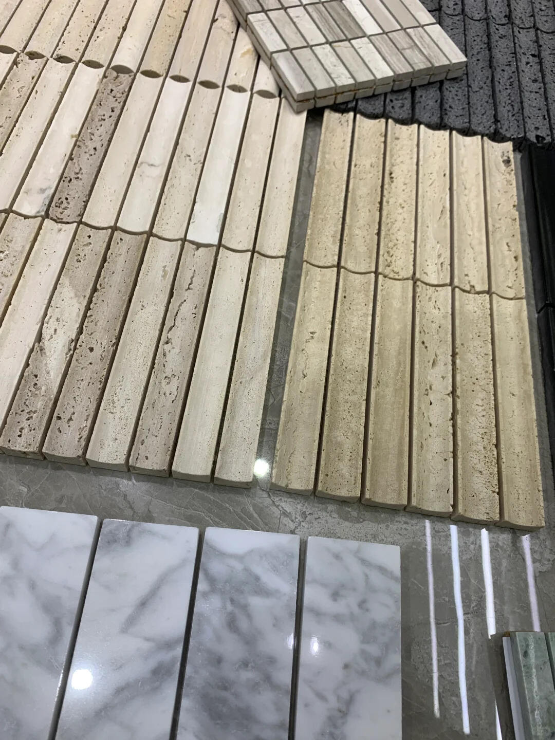 Factory Wholesale High-quality Natural Travertine Stone Mosaic Tile Concave-convex Marble Mosaic Lines for Indoor Walls Design manufacture