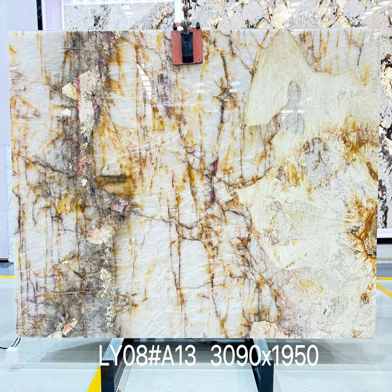 product paiastone exotic white patagonia quartzite led backlight light translucent interior wall  floor design tops marble slab974-9