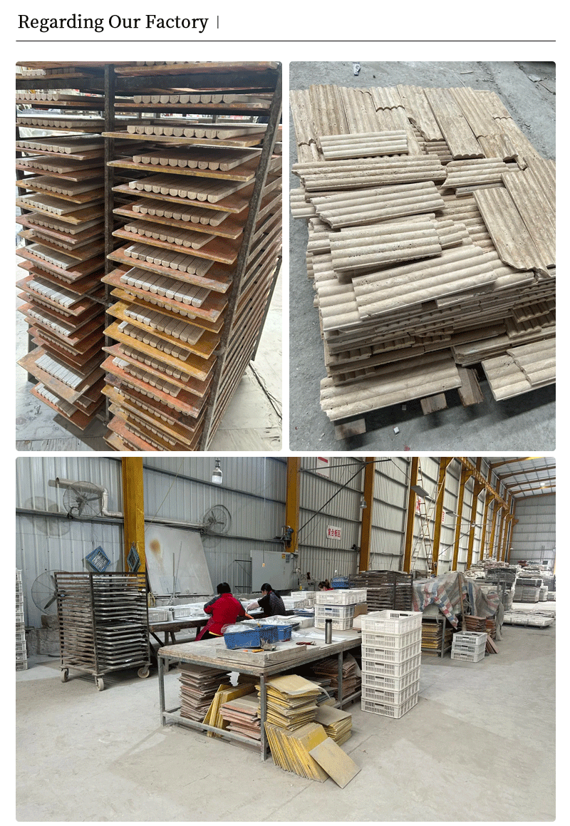 Factory Wholesale High-quality Natural Travertine Stone Mosaic Tile Concave-convex Marble Mosaic Lines for Indoor Walls Design details