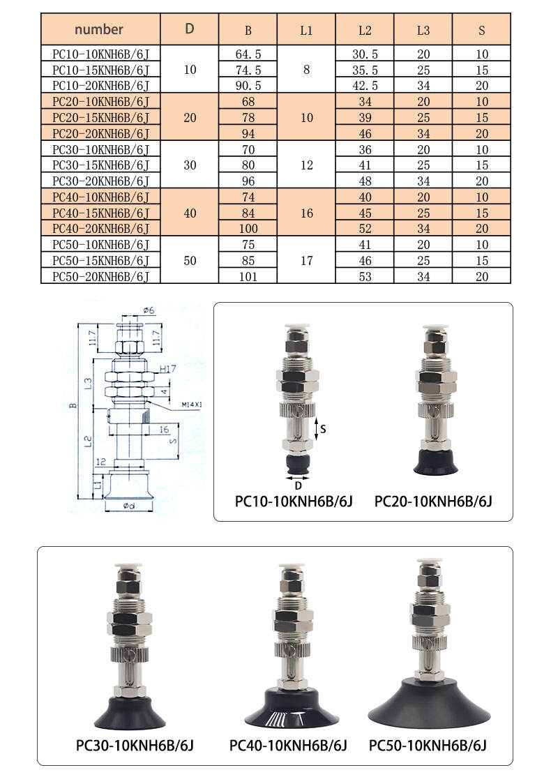 pneumatic fittings industrial high quality robot arm rubber silicone vacuum suction cup details