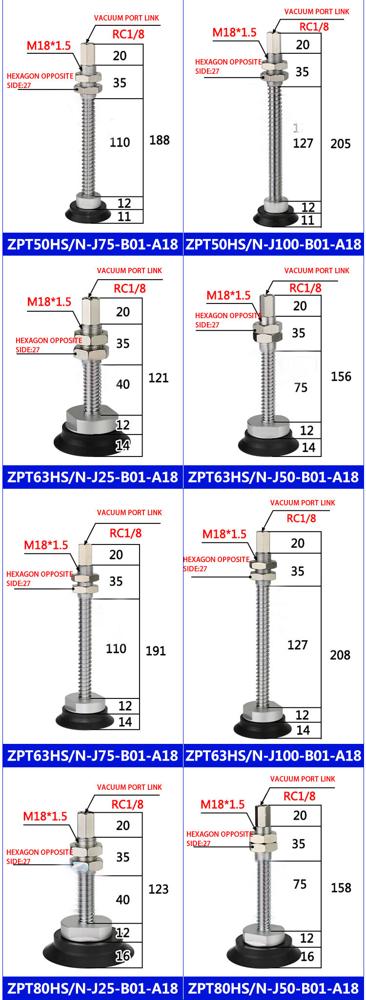 air industrial pneumatic black silicone  vacuum suction cups  pneumatic parts supplier