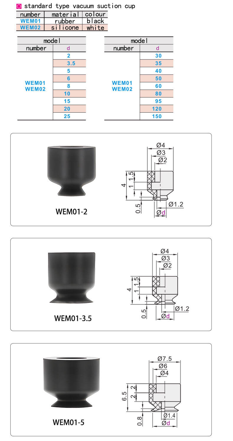 pneumatic fittings industrial 2mm 150mm robotic arm heavy duty glass vacuum suction cups manufacture