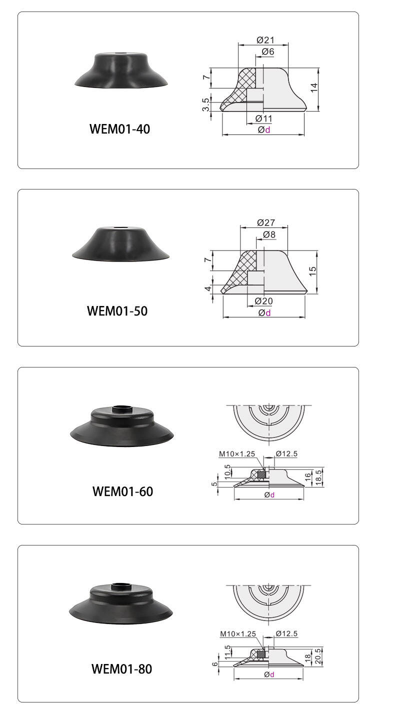 pneumatic fittings industrial 2mm 150mm robotic arm heavy duty glass vacuum suction cups supplier
