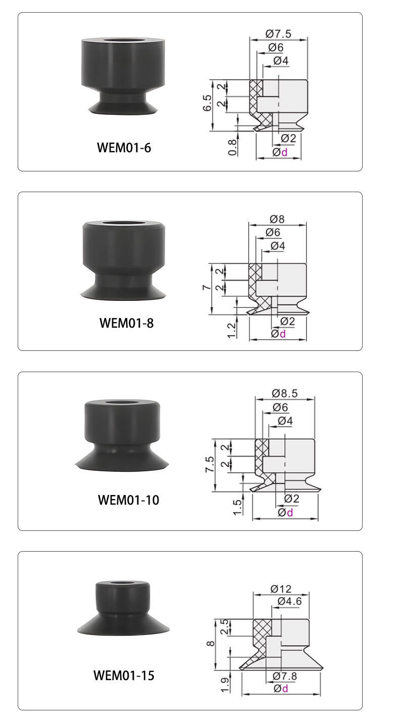 pneumatic fittings industrial 2mm 150mm robotic arm heavy duty glass vacuum suction cups supplier