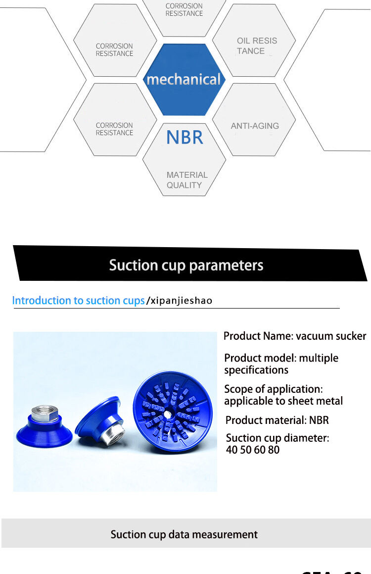 Industrial Mechanical Hand Pneumatic SAF 30 40 50 60 80 100 125 Vacuum Suction Cups details