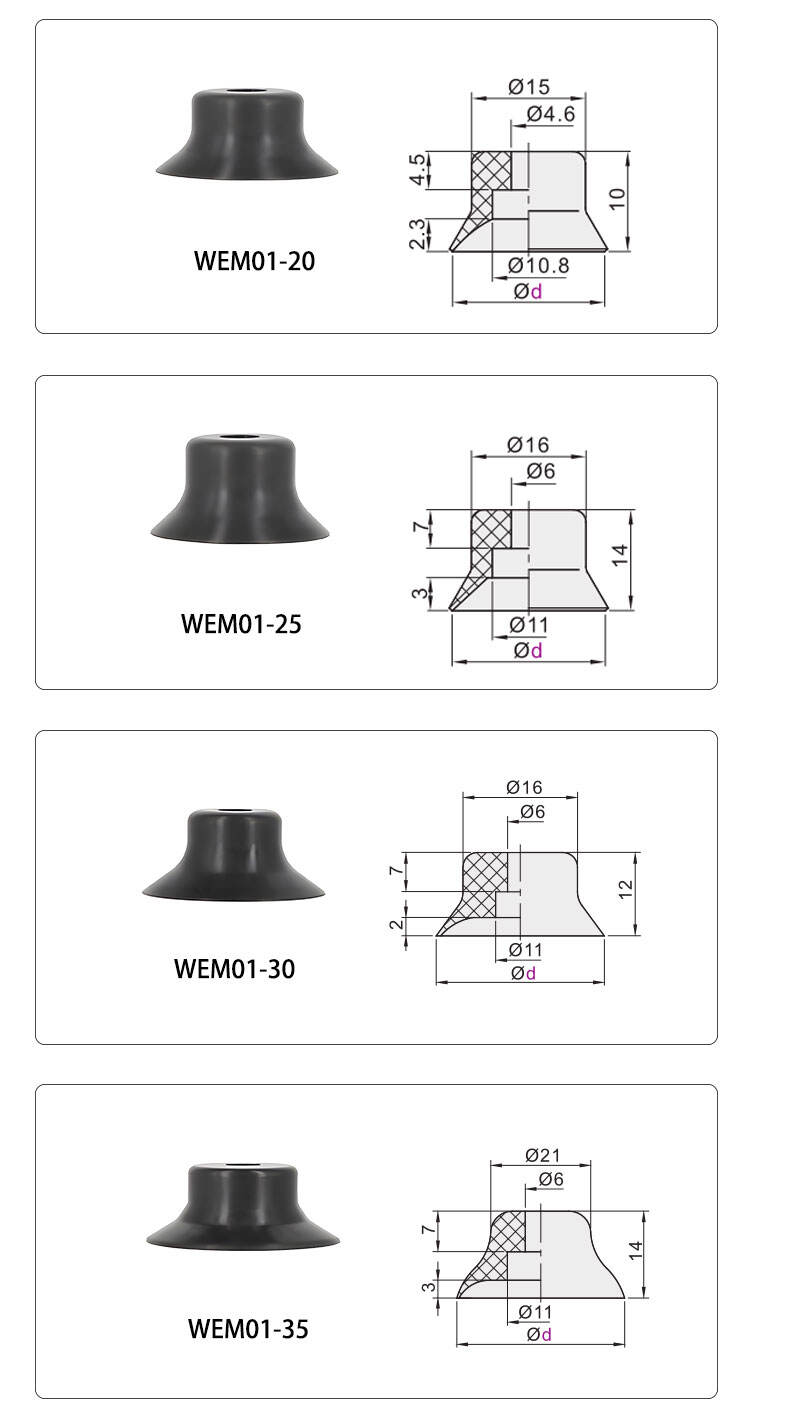 pneumatic fittings industrial 2mm 150mm robotic arm heavy duty glass vacuum suction cups factory