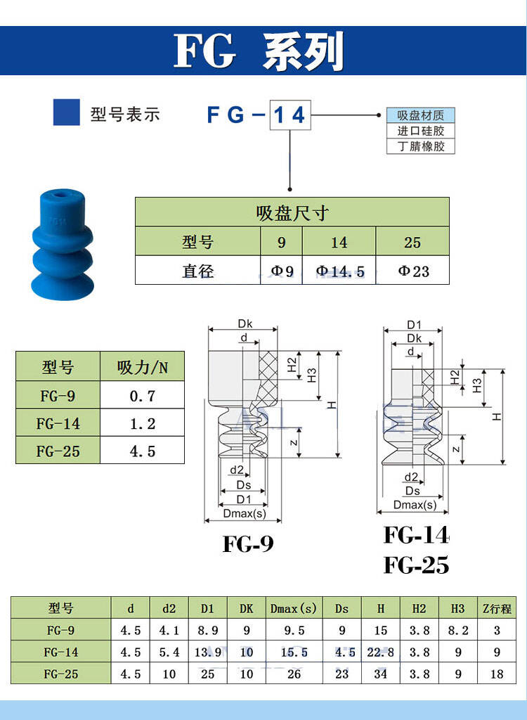 Industrial manipulator pneumatic FGA FG vacuum suction cup rubber threaded suction cup manufacture