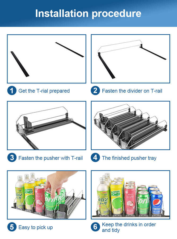 Slow Motion Self-pushing Soda Can Organizer for Refrigerator, Fridge Drink Can Organizer supplier