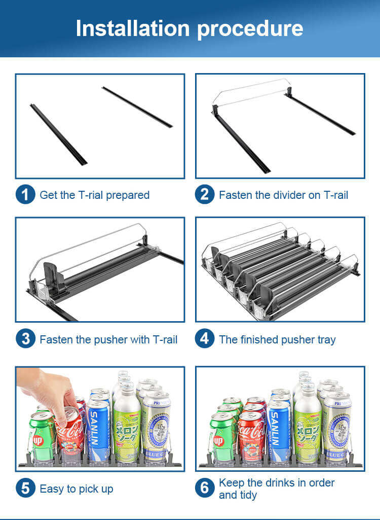 Bottled Soda Can Drink Dispenser Organizer for Refrigerator factory