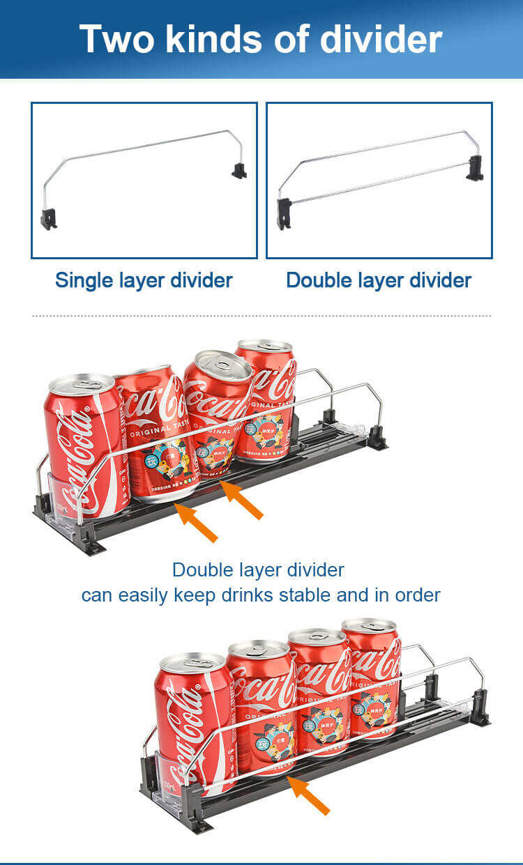 Slow Motion Self-pushing Soda Can Organizer for Refrigerator, Fridge Drink Can Organizer details