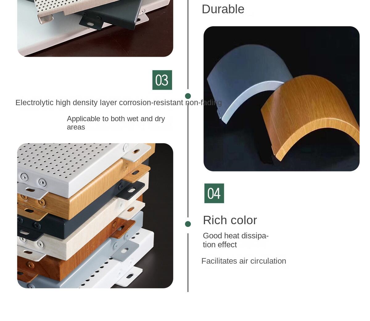 Custom-Made Wood Grain Colored Metal Aluminum Fireproof Anti-corrosion Interlocking Flat Special-Shaped Panels for Ceilings factory