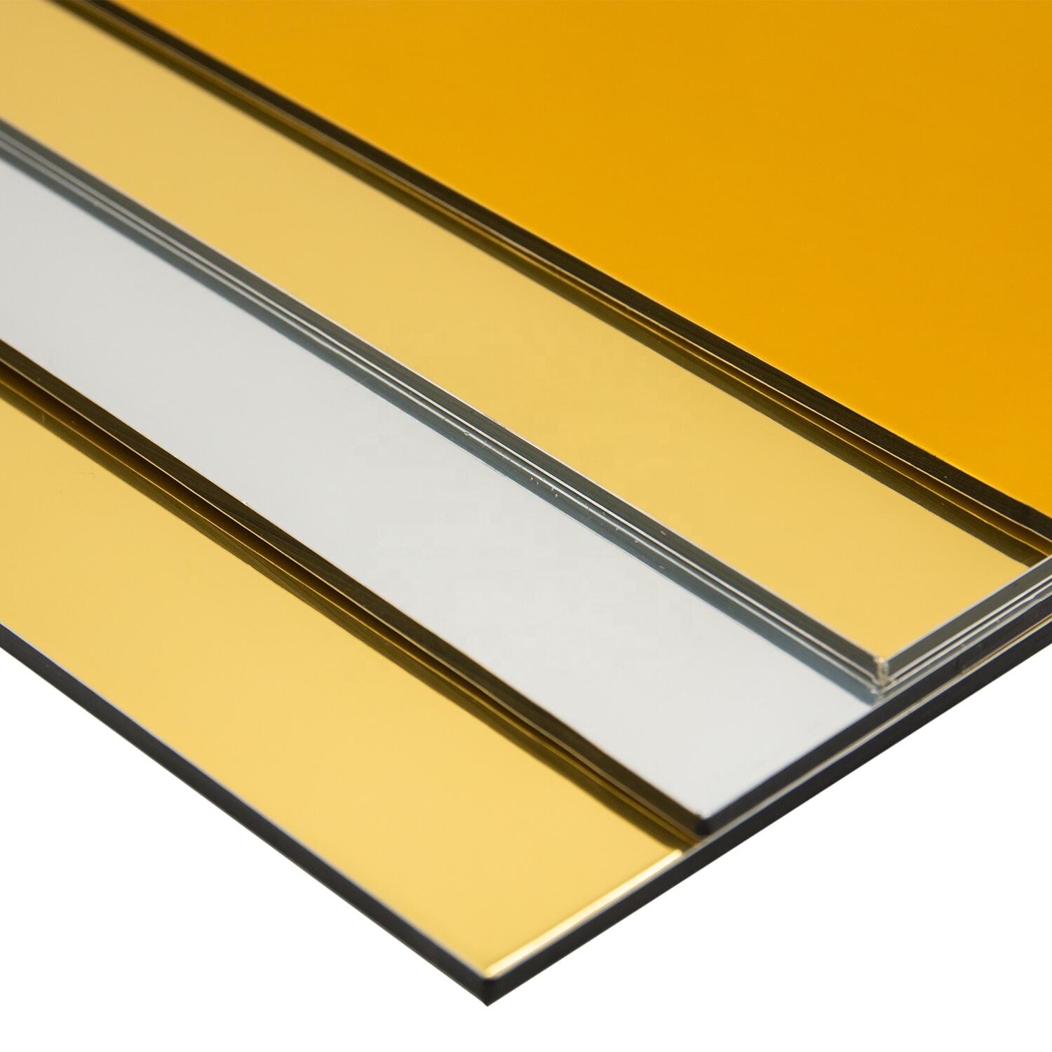 Direct Factory Supply Silver/Gold Mirror PE or PVDF Coating Aluminum Composite Panel for Cladding and Construction Decoration details