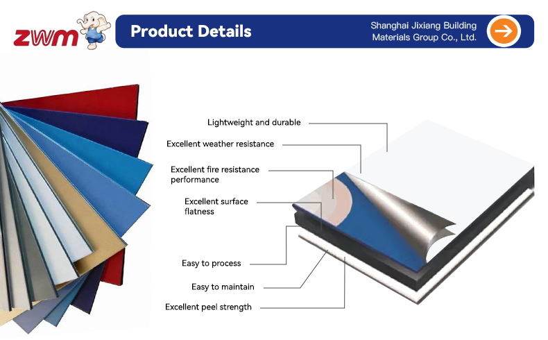 product direct factory supply custom color and size 4mm pvdf coated aluminum composite panels for facade cladding fireproof class a2-5