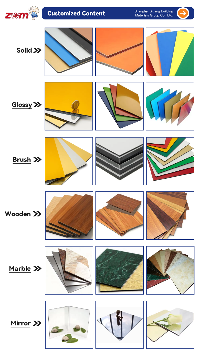 product direct factory supply custom color and size 4mm pvdf coated aluminum composite panels for facade cladding fireproof class a2-7