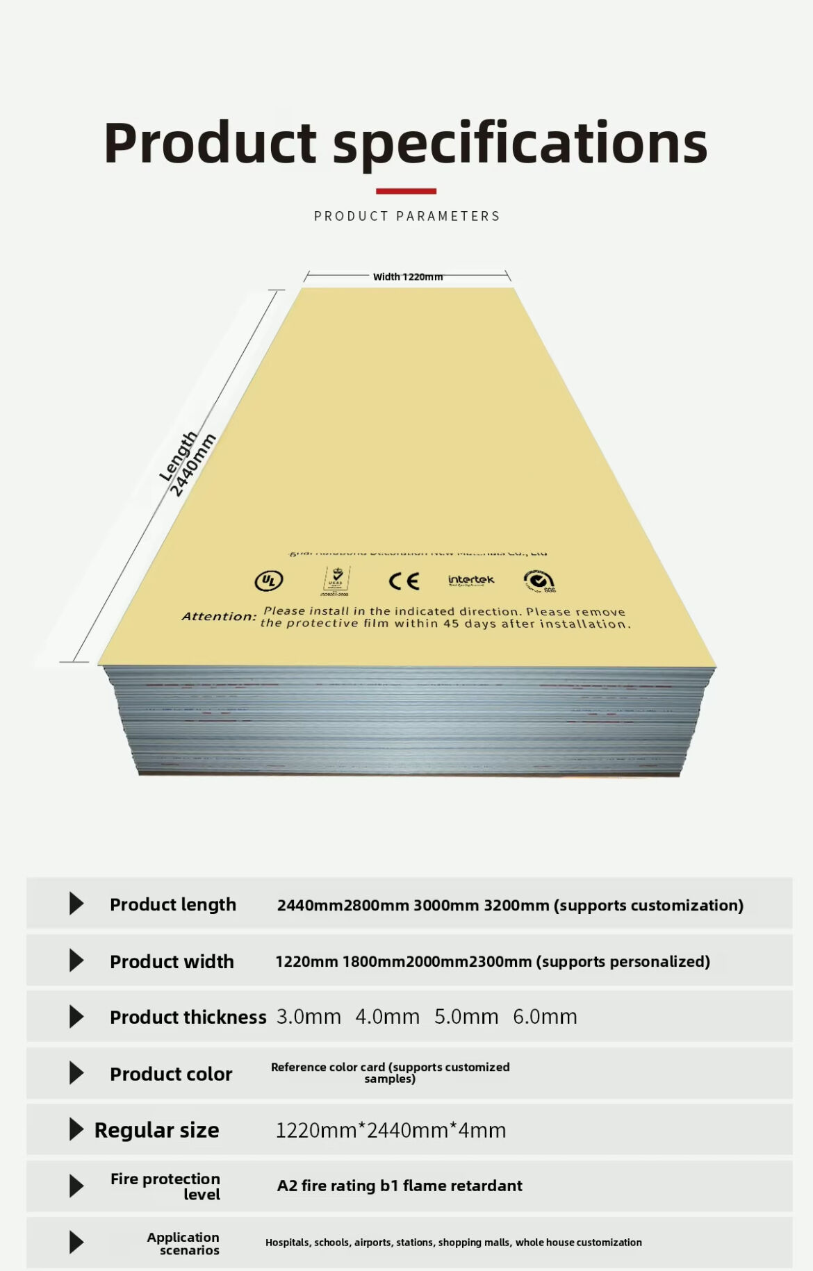 A2 Grade Fireproof Aluminum Composite PVDF Coated High Temperature Resistant Exterior Wall Decorative Panel for Outdoor Use manufacture