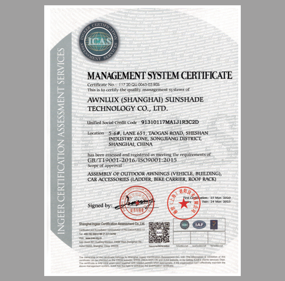 ISO9001 QUALITY  SYSTEM CERTIFICATION