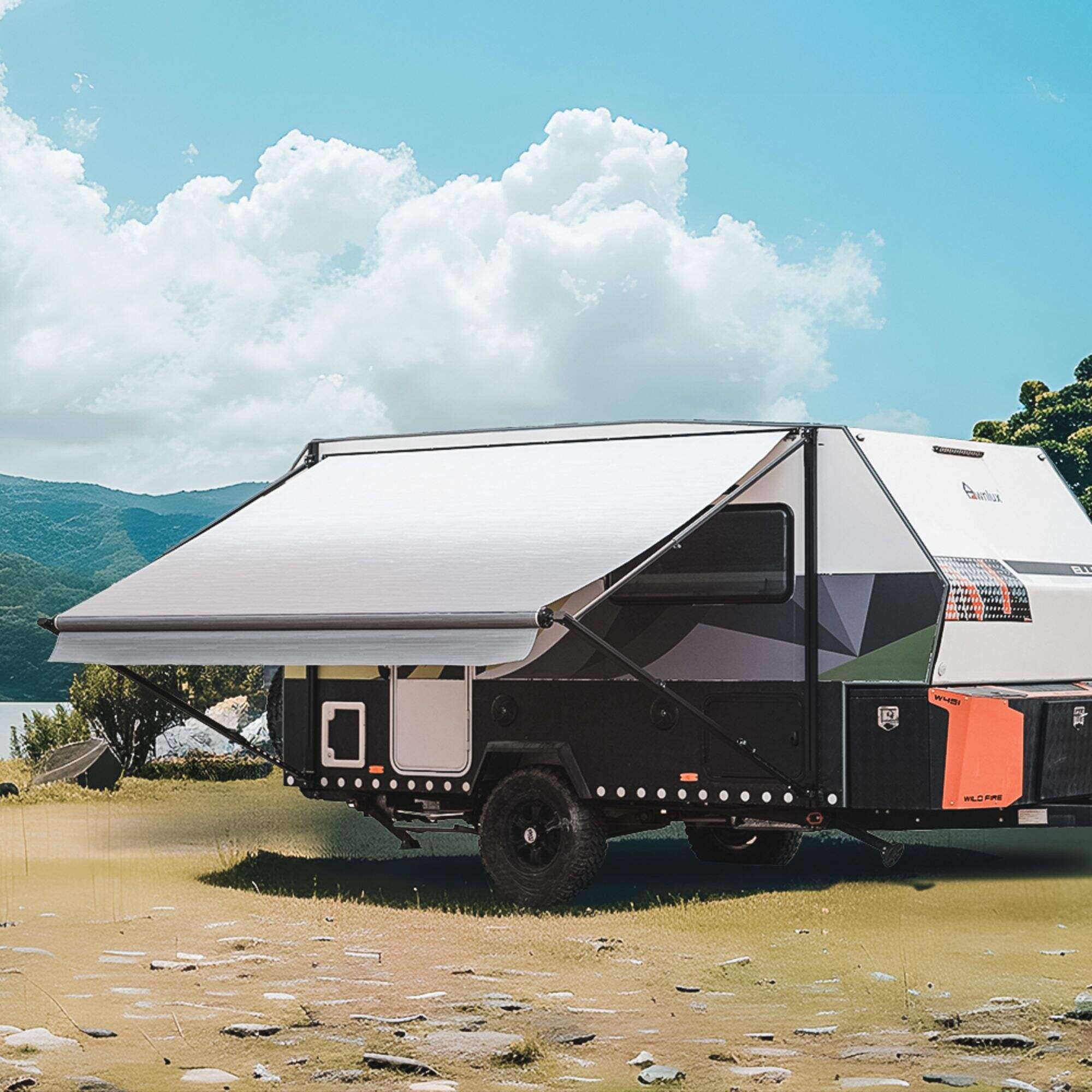 Manual control roll out caravan  awning