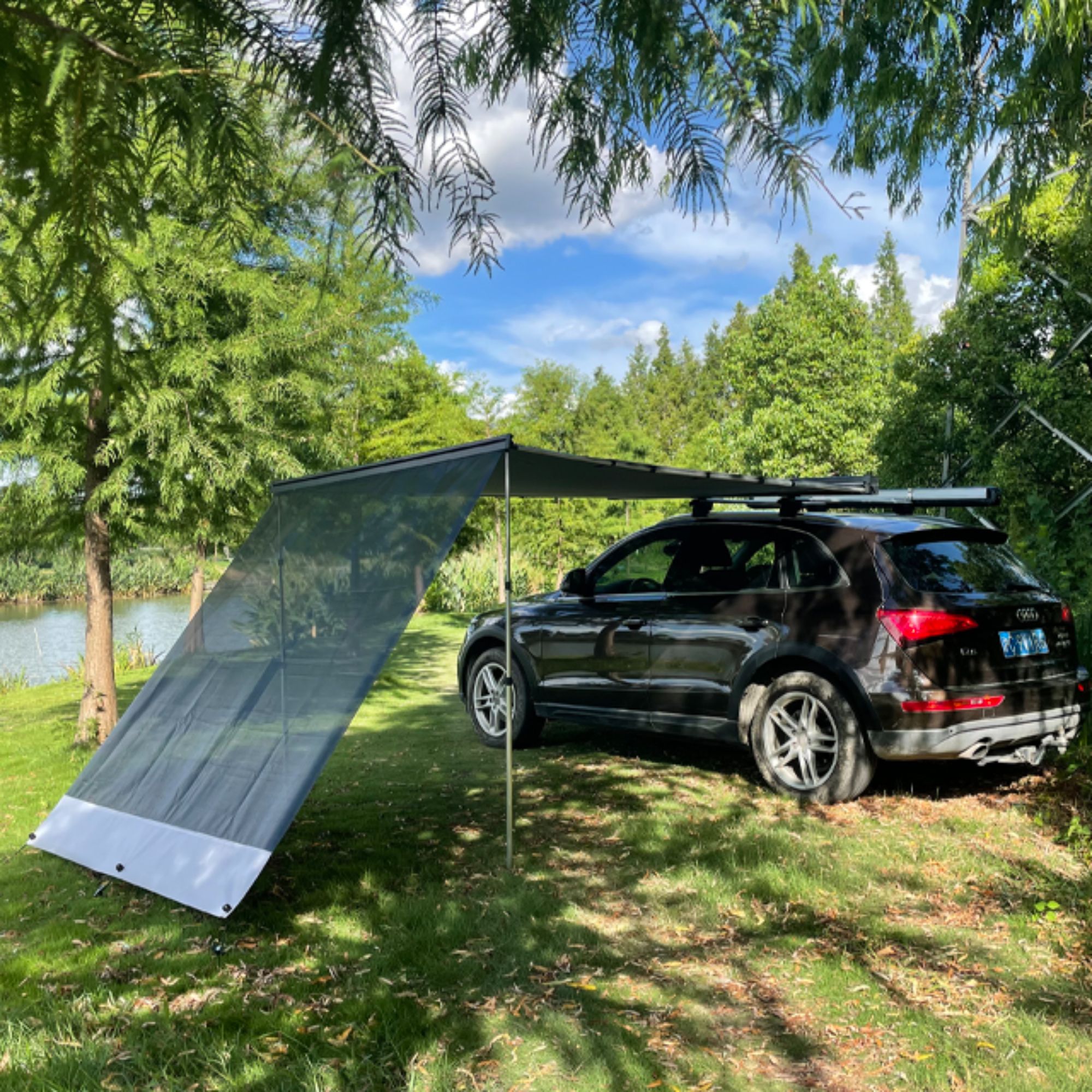 Car side awning sun blocker