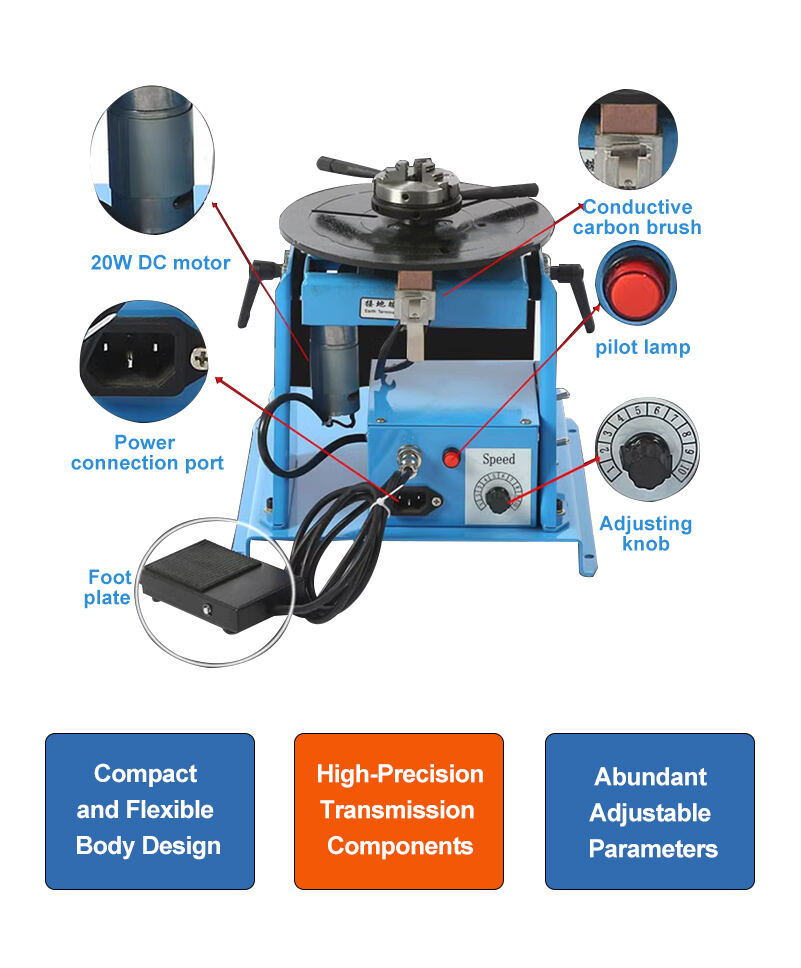 TKweld Automatic Motor Light Duty Mini Welding Positioner Rotator Turntable with Chuck 220V 1 Year Warranty 320x280x230mm details