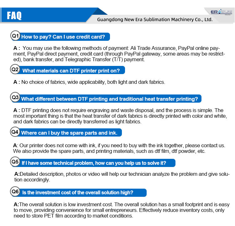 New ERASUB A3 XP600 DTF Waterproof Digital Pigment Inkjet Screen Printer Mini Small-Batch T-Shirt Textile Printing Powderless factory
