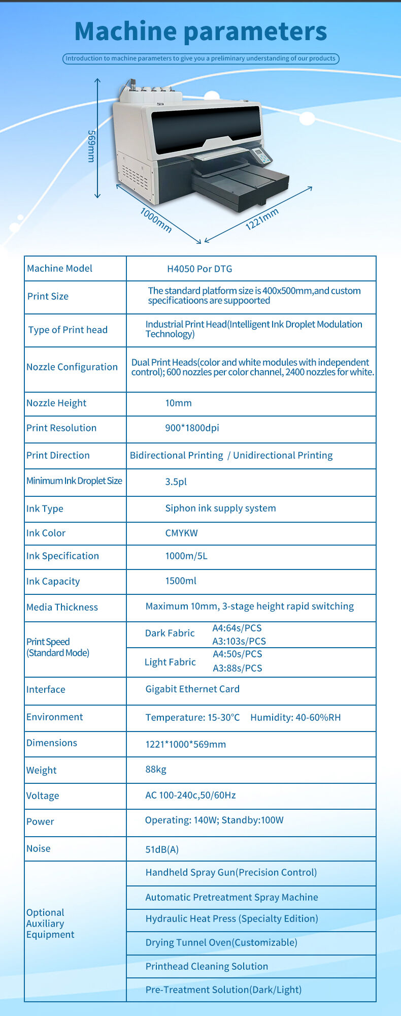 New 40*50cm A3 DTG Direct-to-Garment T-Shirt Printer Machine with 1 Year Warranty for Fabrics Printing factory