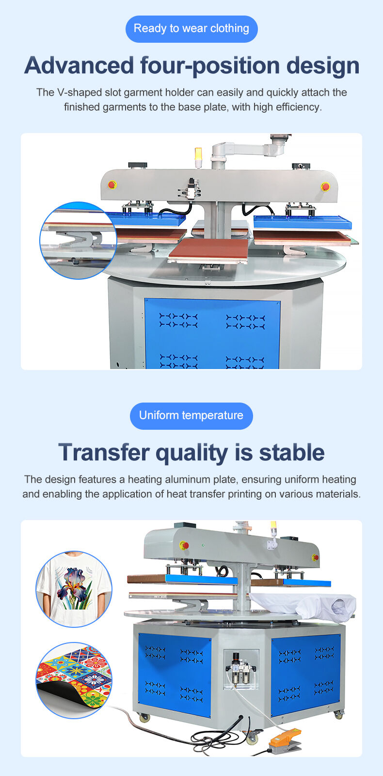 Automatic 4 Station Mechanical Rotary Multicolor Heat Press Machine Industrial Textile Sublimation Clothing T-Shirt supplier