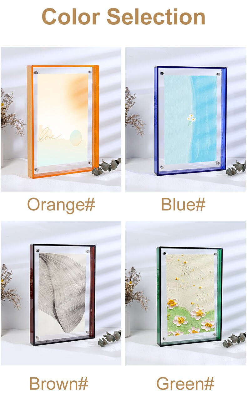 Custom DIY Magnetic for Durable Acrylic Photo Frame Translucent Colored Edges Free Standing Tabletop Display Customizable Sizes manufacture