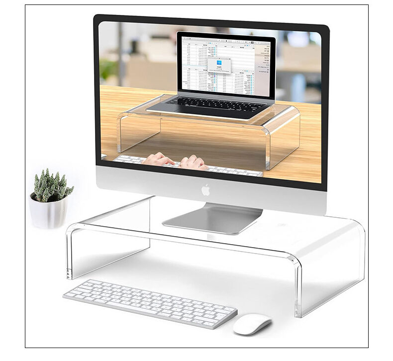 Modern Clear Acrylic Desktop Computer & Laptop Stand Multi-Purpose Monitor Display Rack for Office & Home Desk manufacture