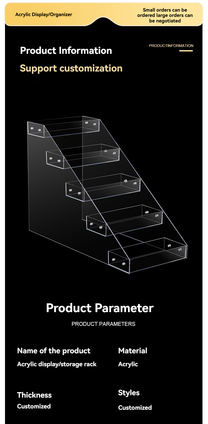 High Transparent Acrylic Perfume Organizer Cosmetics Display Stands Desktop Multi-Layer Trapezoidal Acrylic Display Rack factory