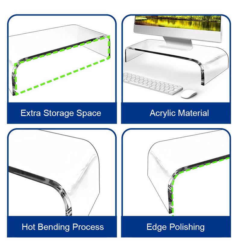 Modern Clear Acrylic Desktop Computer & Laptop Stand Multi-Purpose Monitor Display Rack for Office & Home Desk details