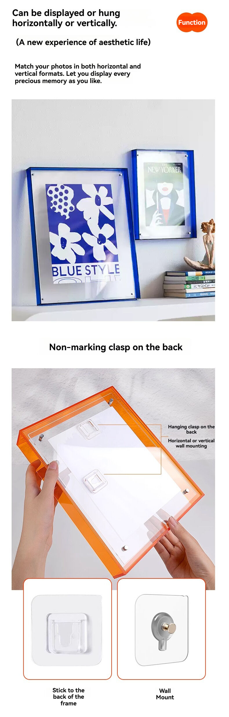 Customized A4 Acrylic Photo Poster Frame Colorful Transparent Display Wall Mounted Aesthetic Aesthetic Display factory