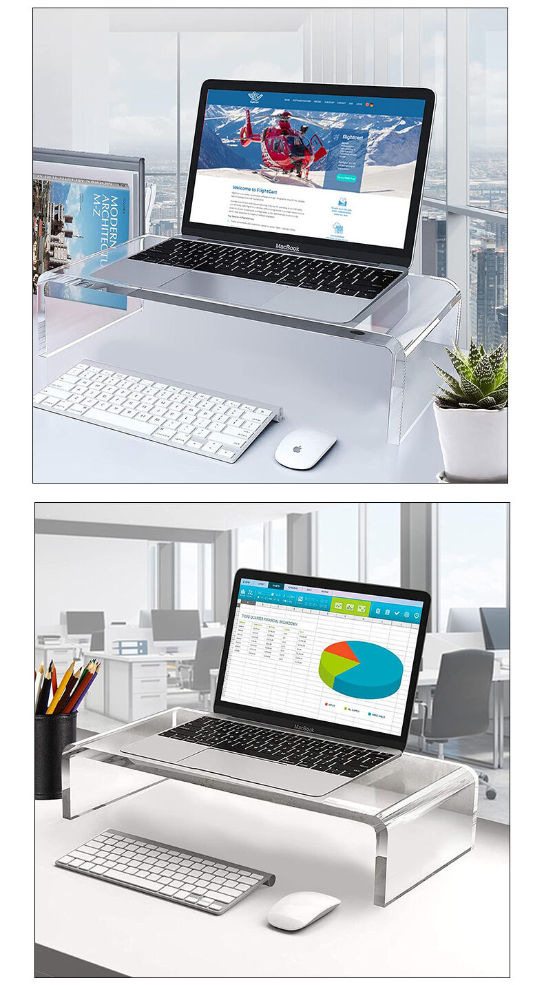 Modern Clear Acrylic Desktop Computer & Laptop Stand Multi-Purpose Monitor Display Rack for Office & Home Desk details