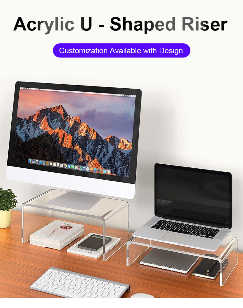 Modern Clear Acrylic Desktop Computer & Laptop Stand Multi-Purpose Monitor Display Rack for Office & Home Desk details