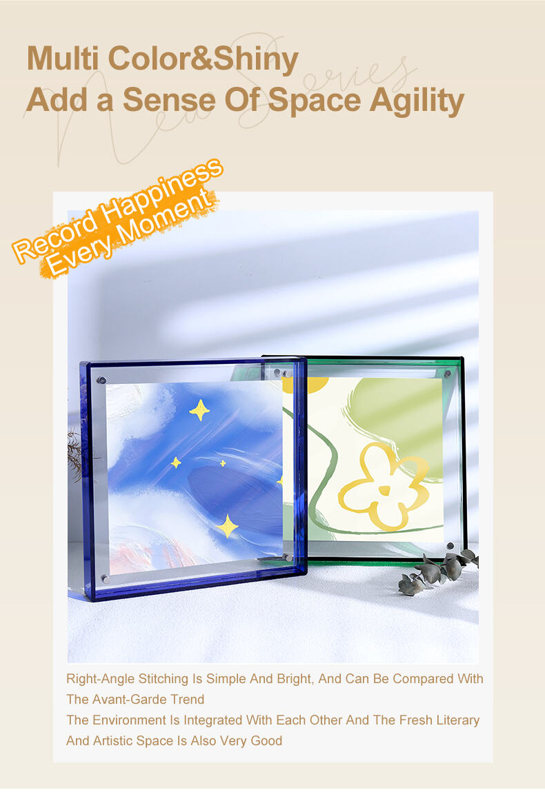 Custom DIY Magnetic for Durable Acrylic Photo Frame Translucent Colored Edges Free Standing Tabletop Display Customizable Sizes details