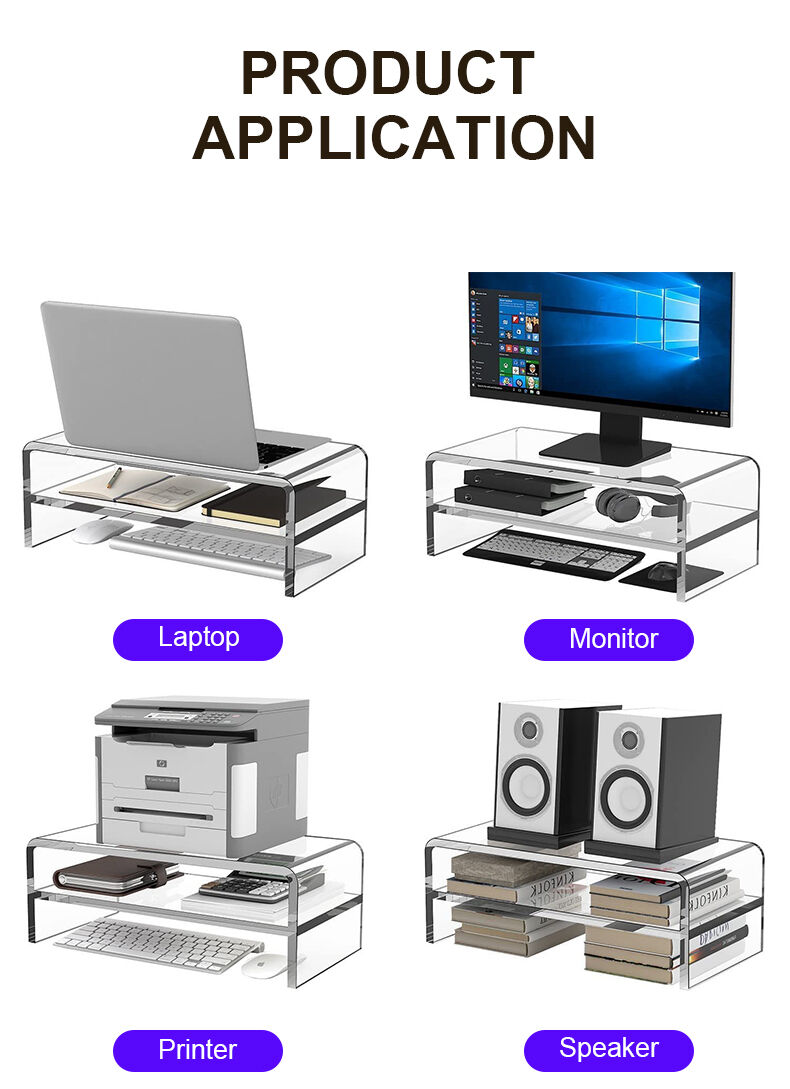 Modern Clear Acrylic Desktop Computer & Laptop Stand Multi-Purpose Monitor Display Rack for Office & Home Desk manufacture