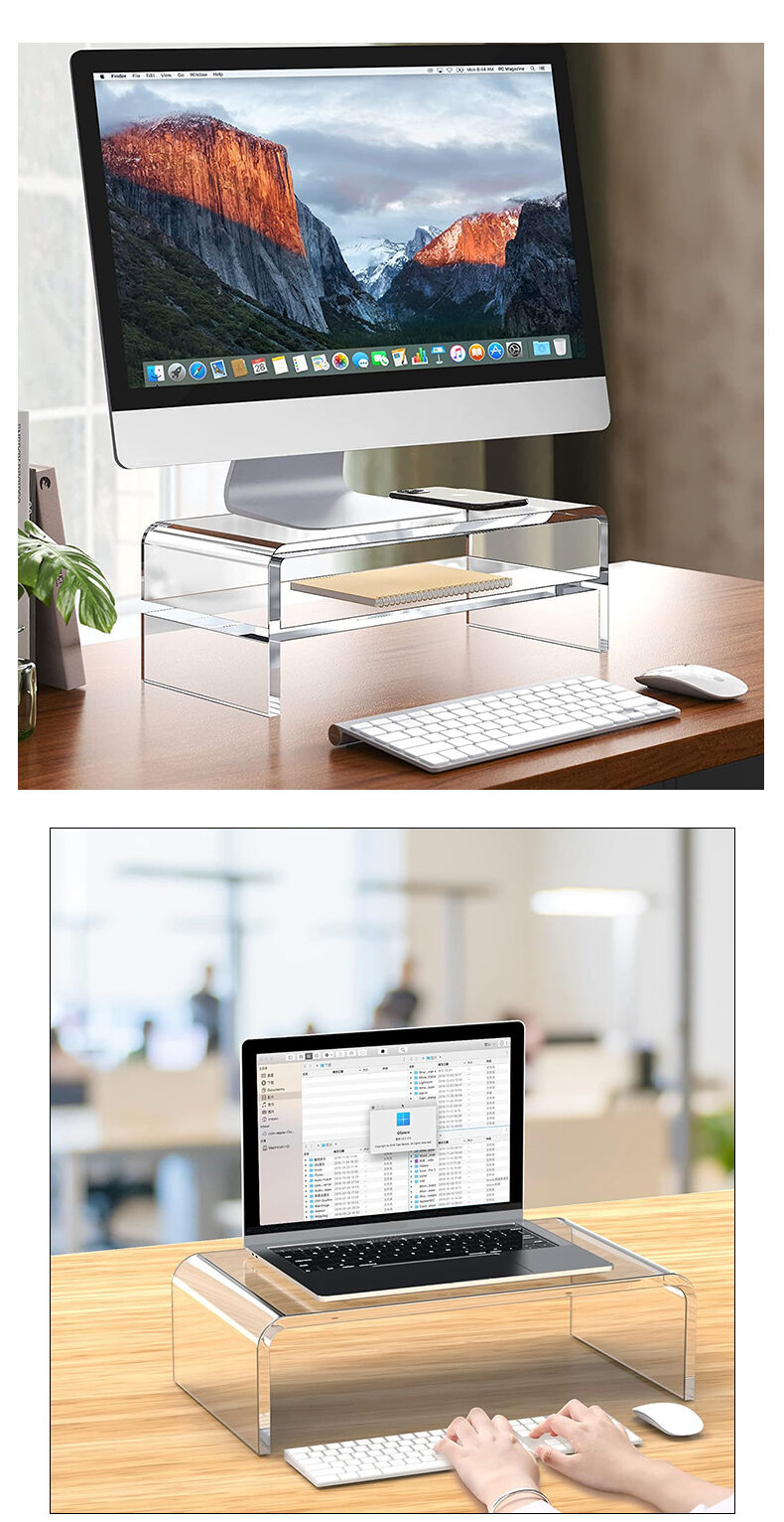 Modern Clear Acrylic Desktop Computer & Laptop Stand Multi-Purpose Monitor Display Rack for Office & Home Desk supplier